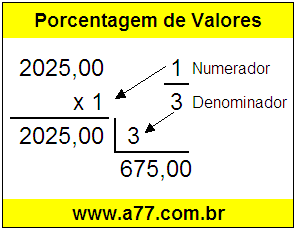 Quanto é 1/3 de R$ 2025,00