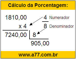 Quanto é 4/8 de R$ 1810,00