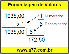 Quanto é 1/6 de R$ 1035,00