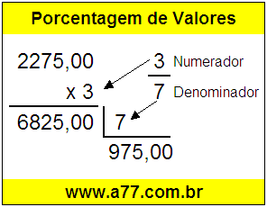 Quanto é 3/7 de R$ 2275,00