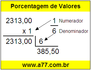 Quanto é 1/6 de R$ 2313,00