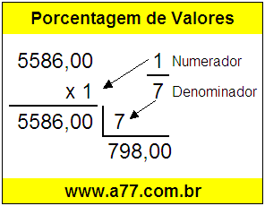 Quanto é 1/7 de R$ 5586,00