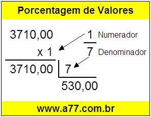 Quanto é 1/7 de R$ 3710,00