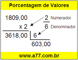 Quanto é 2/6 de R$ 1809,00