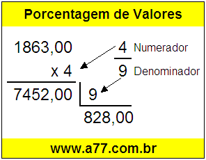 Quanto é 4/9 de R$ 1863,00