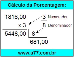 Quanto é 3/8 de R$ 1816,00