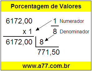 Quanto é 1/8 de R$ 6172,00