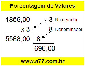 Quanto é 3/8 de R$ 1856,00