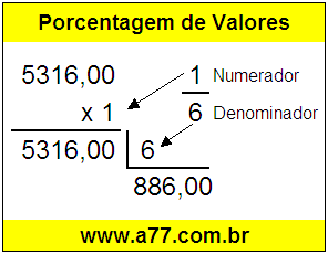 Quanto é 1/6 de R$ 5316,00