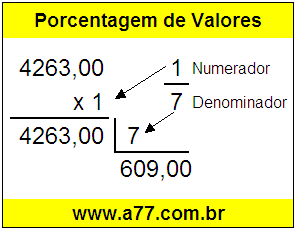 Quanto é 1/7 de R$ 4263,00