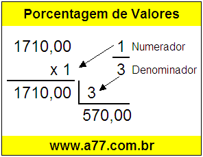 Quanto é 1/3 de R$ 1710,00