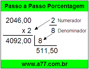 Quanto é 2/8 de R$ 2046,00