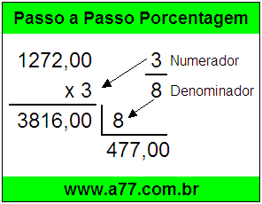 Quanto é 3/8 de R$ 1272,00