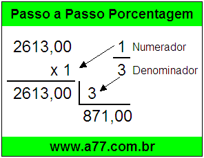 Quanto é 1/3 de R$ 2613,00