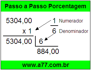 Quanto é 1/6 de R$ 5304,00