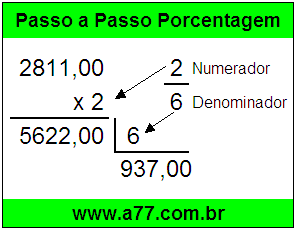 Quanto é 2/6 de R$ 2811,00