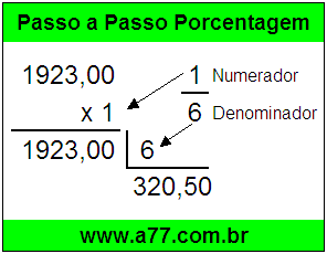 Quanto é 1/6 de R$ 1923,00