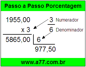 Quanto é 3/6 de R$ 1955,00