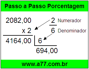 Quanto é 2/6 de R$ 2082,00