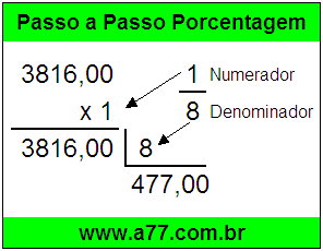 Quanto é 1/8 de R$ 3816,00