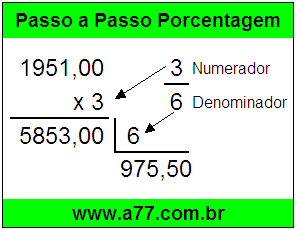 Quanto é 3/6 de R$ 1951,00