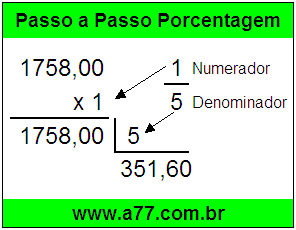 Quanto é 1/5 de R$ 1758,00