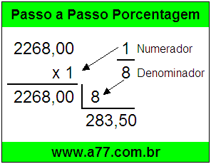 Quanto é 1/8 de R$ 2268,00