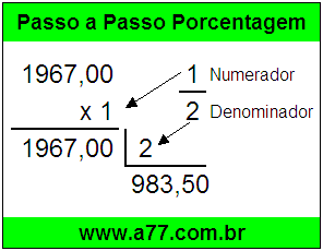 Quanto é 1/2 de R$ 1967,00