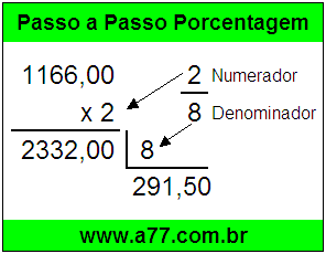 Quanto é 2/8 de R$ 1166,00