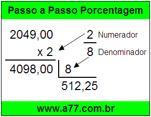 Quanto é 2/8 de R$ 2049,00