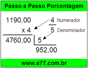 Quanto é 4/5 de R$ 1190,00