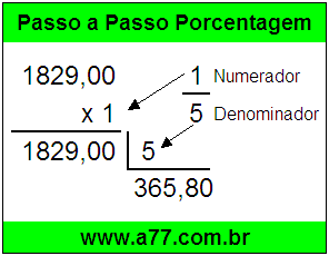 Quanto é 1/5 de R$ 1829,00