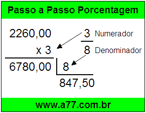 Quanto é 3/8 de R$ 2260,00