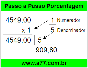 Quanto é 1/5 de R$ 4549,00