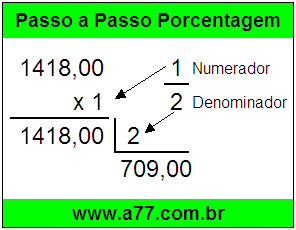 Quanto é 1/2 de R$ 1418,00