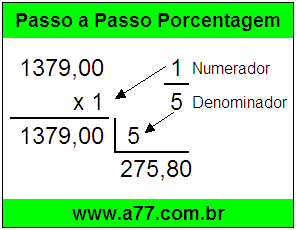 Quanto é 1/5 de R$ 1379,00