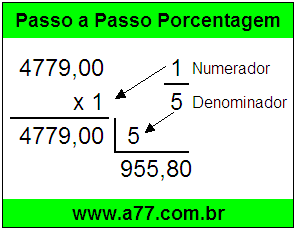 Quanto é 1/5 de R$ 4779,00