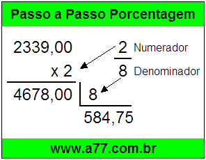 Quanto é 2/8 de R$ 2339,00