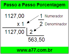 Quanto é 1/2 de R$ 1127,00