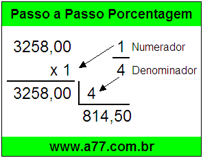 Quanto é 1/4 de R$ 3258,00