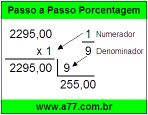 Quanto é 1/9 de R$ 2295,00