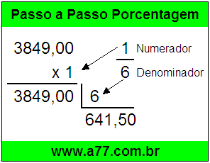 Quanto é 1/6 de R$ 3849,00