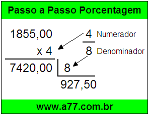 Quanto é 4/8 de R$ 1855,00