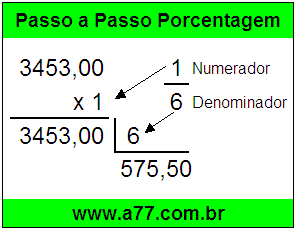 Quanto é 1/6 de R$ 3453,00