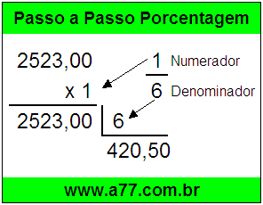 Quanto é 1/6 de R$ 2523,00