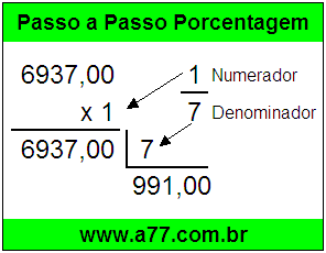 Quanto é 1/7 de R$ 6937,00