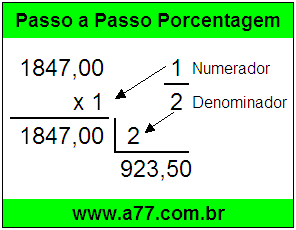 Quanto é 1/2 de R$ 1847,00