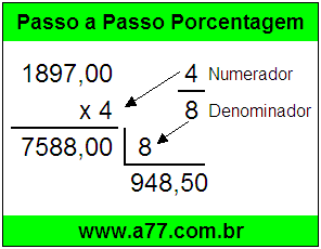 Quanto é 4/8 de R$ 1897,00