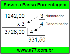 Quanto é 3/4 de R$ 1242,00