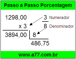 Quanto é 3/8 de R$ 1298,00